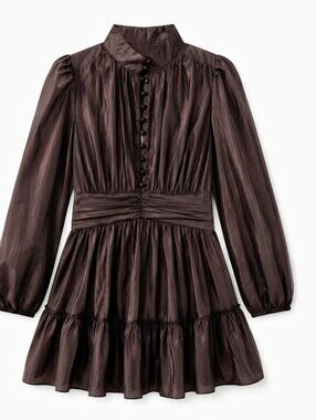 BEAUTIFUL Women's Chocolate Brown Long-Sleeve Tiered Dress